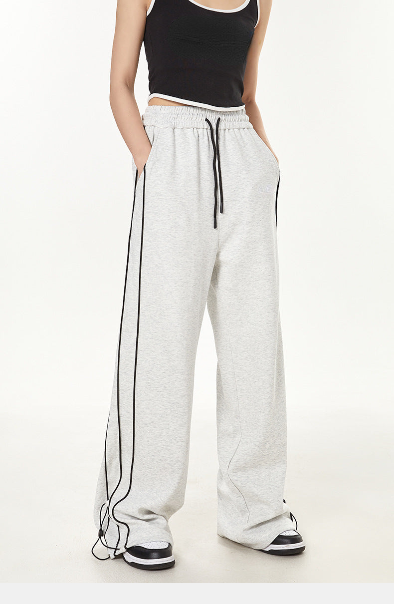 Loose High Waist Drooping Straight-leg Pants Trousers