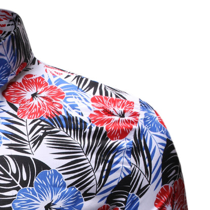 Men's Summer Beach Short-sleeved Floral Shirt