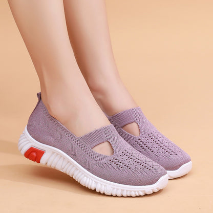 Women's Fashion Casual Fly-kit Mesh Breathable Non-slip Soft Sole Shoes