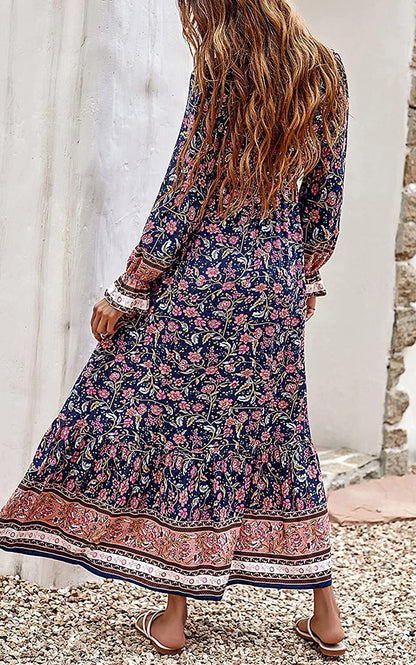 Fall New Fake Beach Long Bohemian Dress