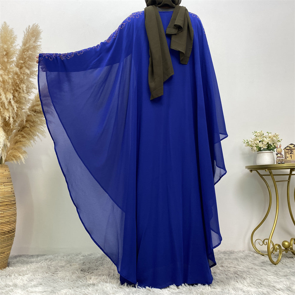 Chiffon Hot Drill Bat Sleeve Muslim Robe - Glamour Gale