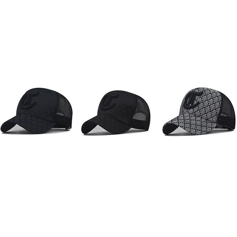 Plaid C Letter Baseball Cap For Men And Women