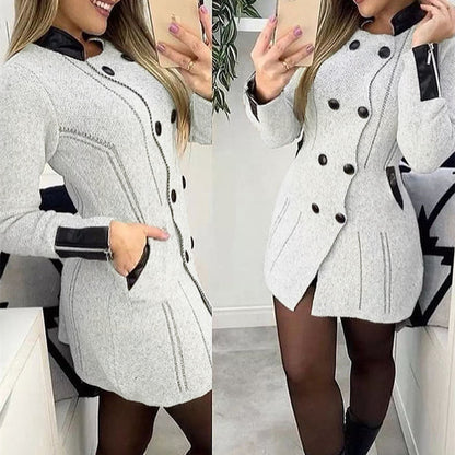 Women's Graceful And Fashionable Double-breasted Woolen Coat