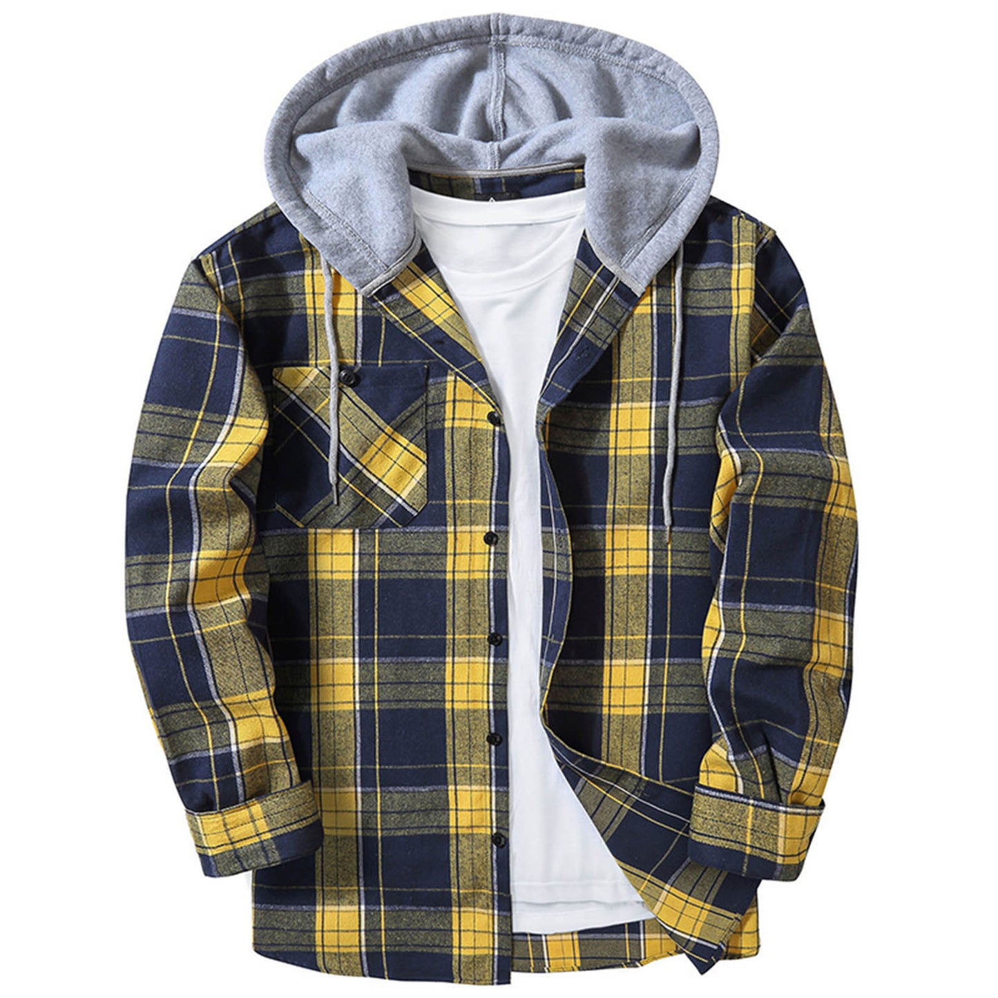 Hooded Plaid Shirt Men's Casual - Glamour Gale