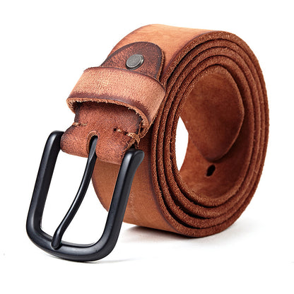 Men's Head Leather Frosted Belt