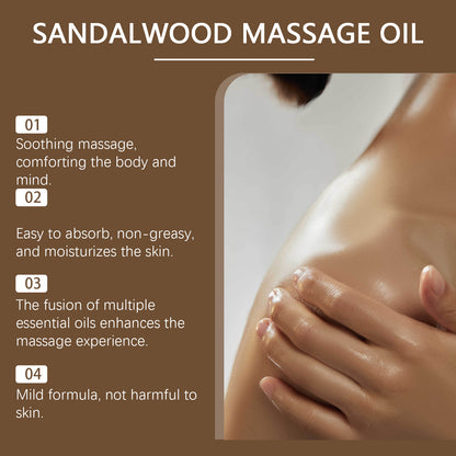 OUHOE - Sandalwood Massage Oil, Gentle Moisturizing Body Skin Daily Body Care 30ml