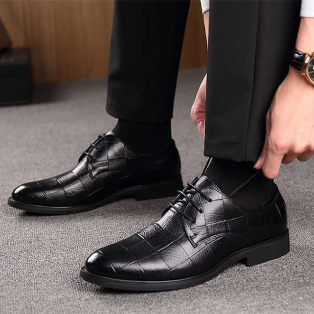 Business British Lace Up Black Casual Korean Style Breathable Shoes