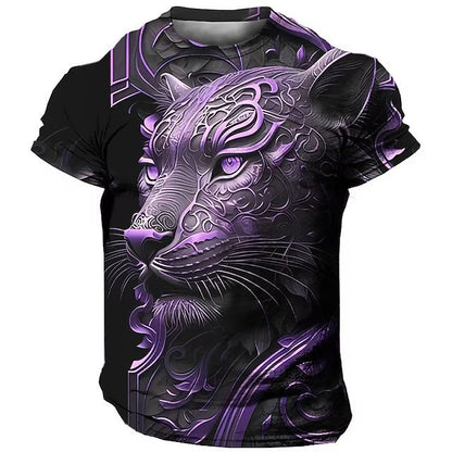 Men's 3D Printed Lion Short Sleeve T-shirt - Glamour Gale