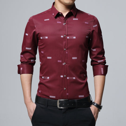 Men's Business Slim-fit Printed Shirt