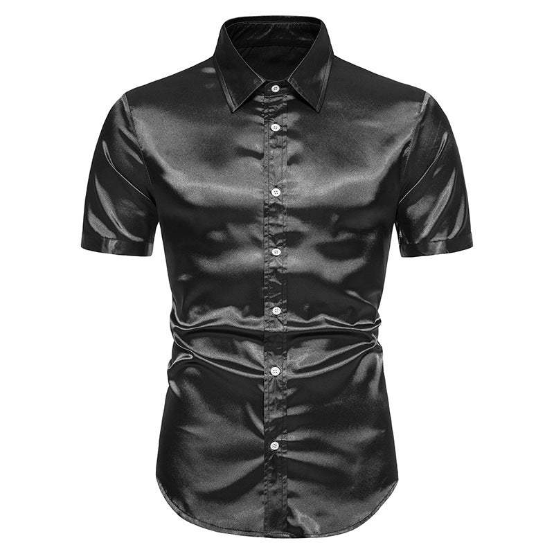 Men's Glossy Non-ironing Shirt Short Sleeve