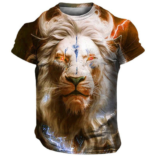 Men's 3D Printed Lion Short Sleeve T-shirt - Glamour Gale