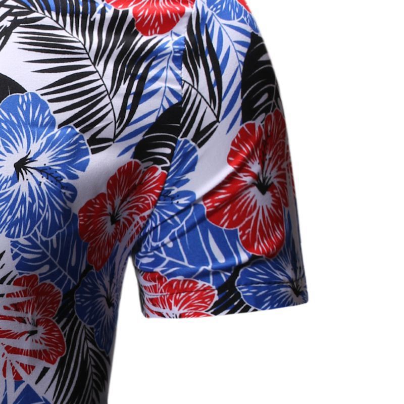 Men's Summer Beach Short-sleeved Floral Shirt