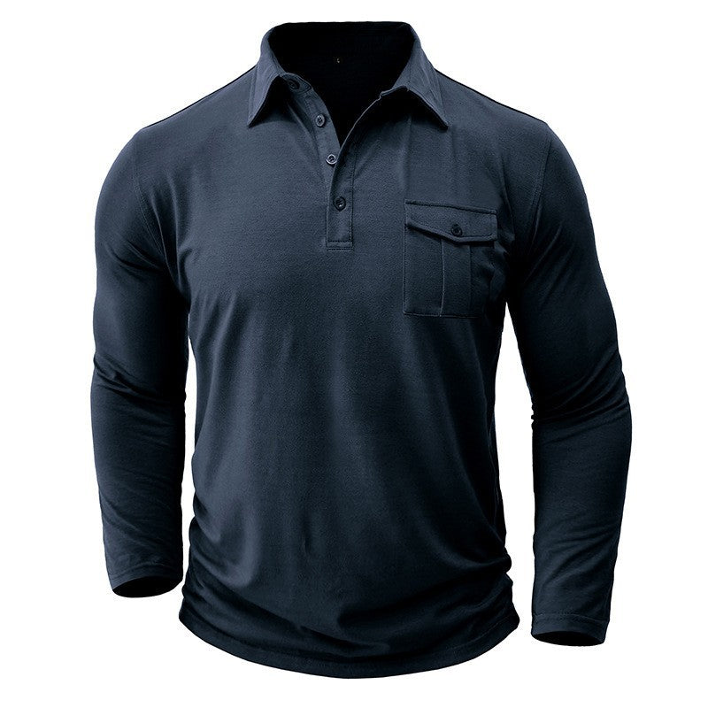 Men's Polyester Consul Solid Color Long Sleeve Bottoming Shirt