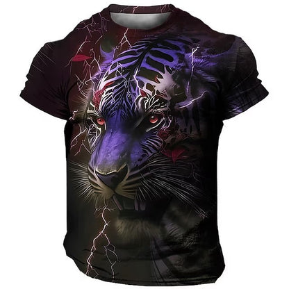 Men's 3D Printed Lion Short Sleeve T-shirt - Glamour Gale