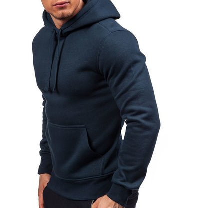 Men's Solid Color Pullover Hooded Sweater Casual Sports Slim Fit