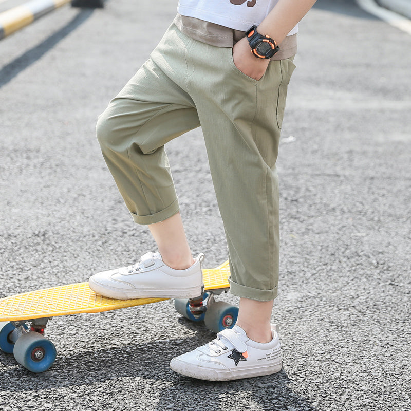 Summer Cotton And Linen Trousers Children's Casual Pants