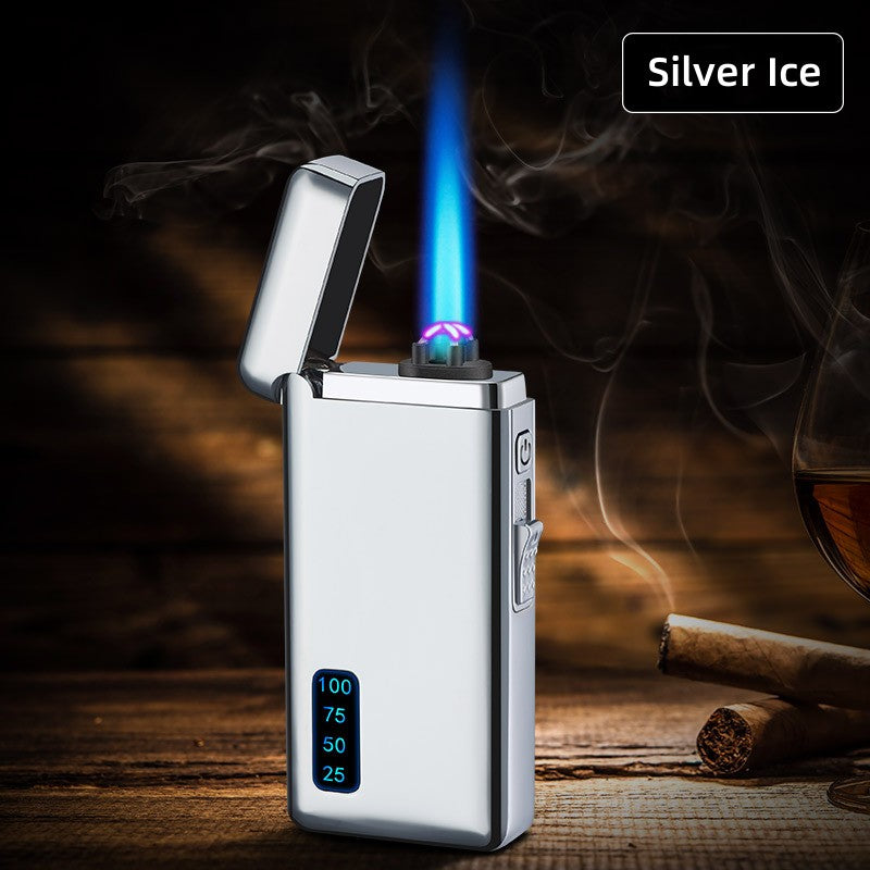 Gas Electric Double Fire Metal Lighter Windproof Direct Flame Double Electric Lighter Customized