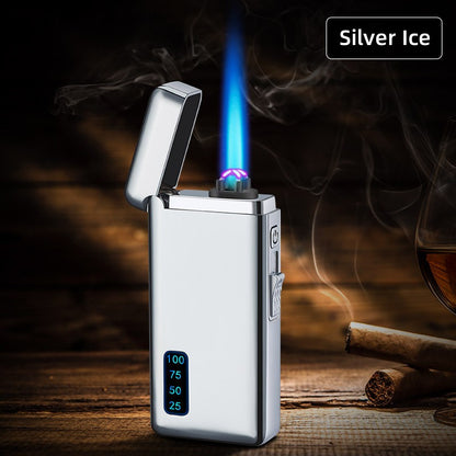 Gas Electric Double Fire Metal Lighter Windproof Direct Flame Double Electric Lighter Customized