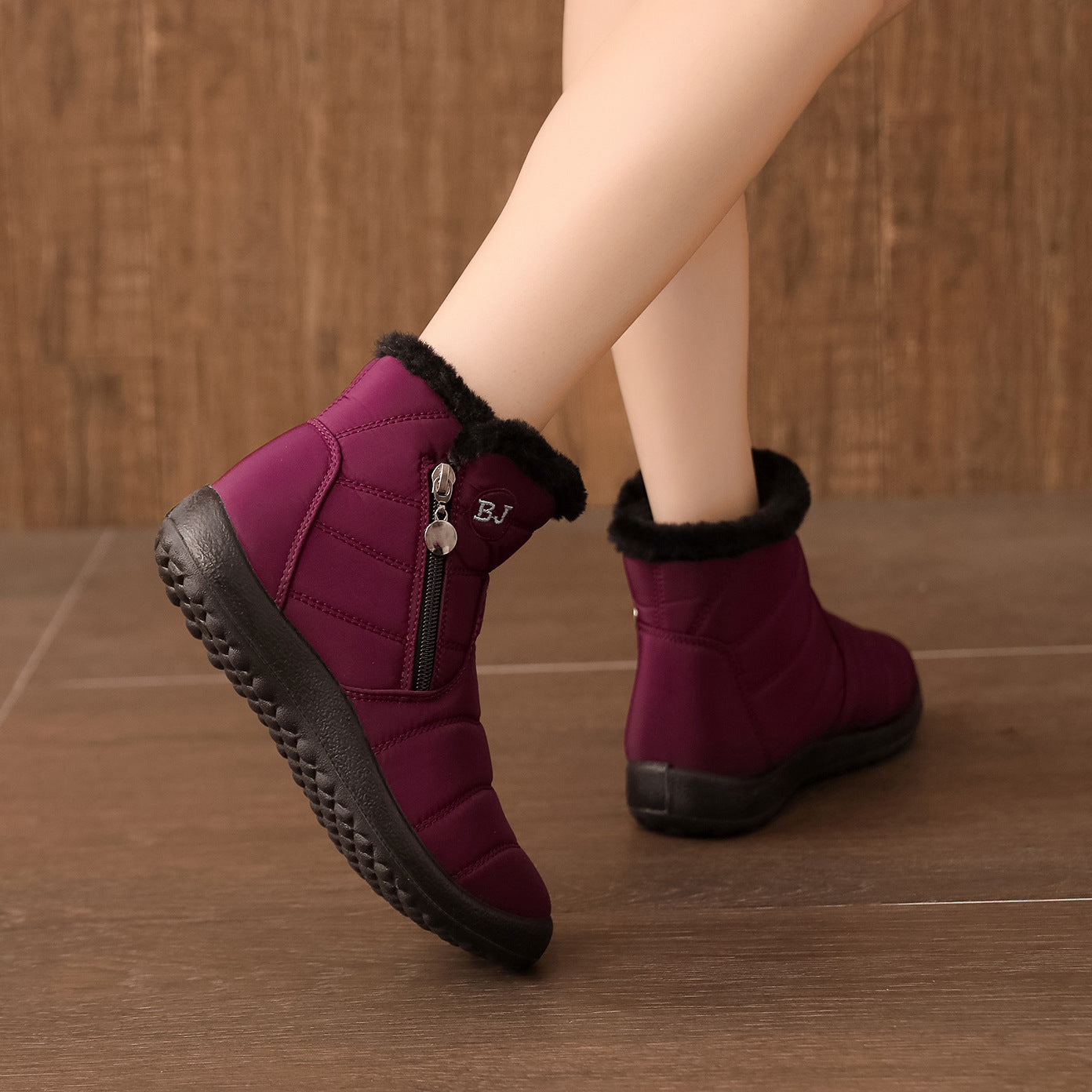 Side Zipper Mid-calf Widened Waterproof Plus Size Snow Boots