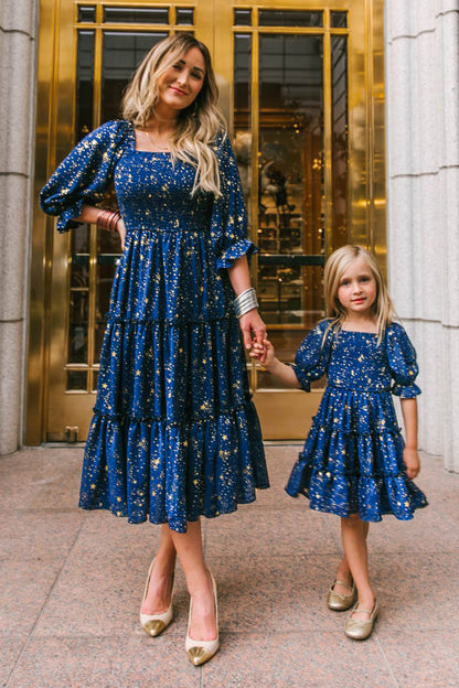 Fashion Floral Square Collar Lantern Sleeve Mother-daughter Parent-child Dress