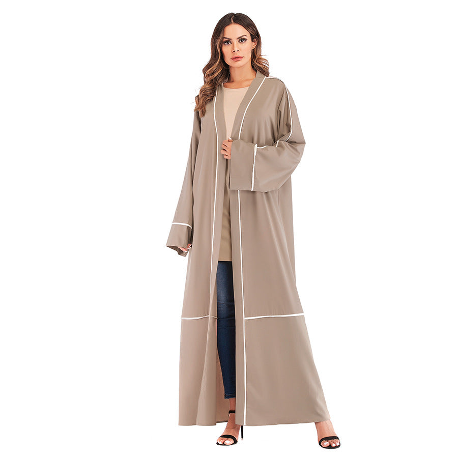 Contrast Striped Cardigan Muslim Robe