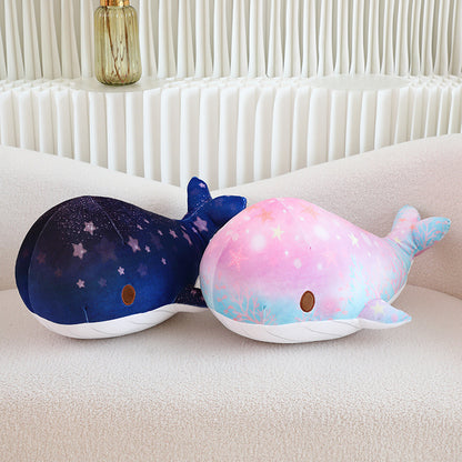 Cute Cartoon Chubby Doodle Soft And Adorable Dream Starry Sky Colorful Whale Plush Doll Pillow