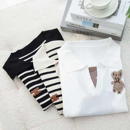 Women's Versatile Casual Bear Short-sleeved Sweater Top