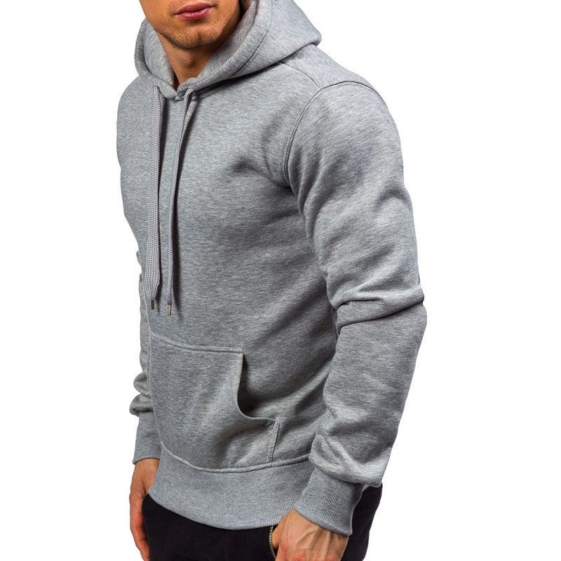 Men's Solid Color Pullover Hooded Sweater Casual Sports Slim Fit