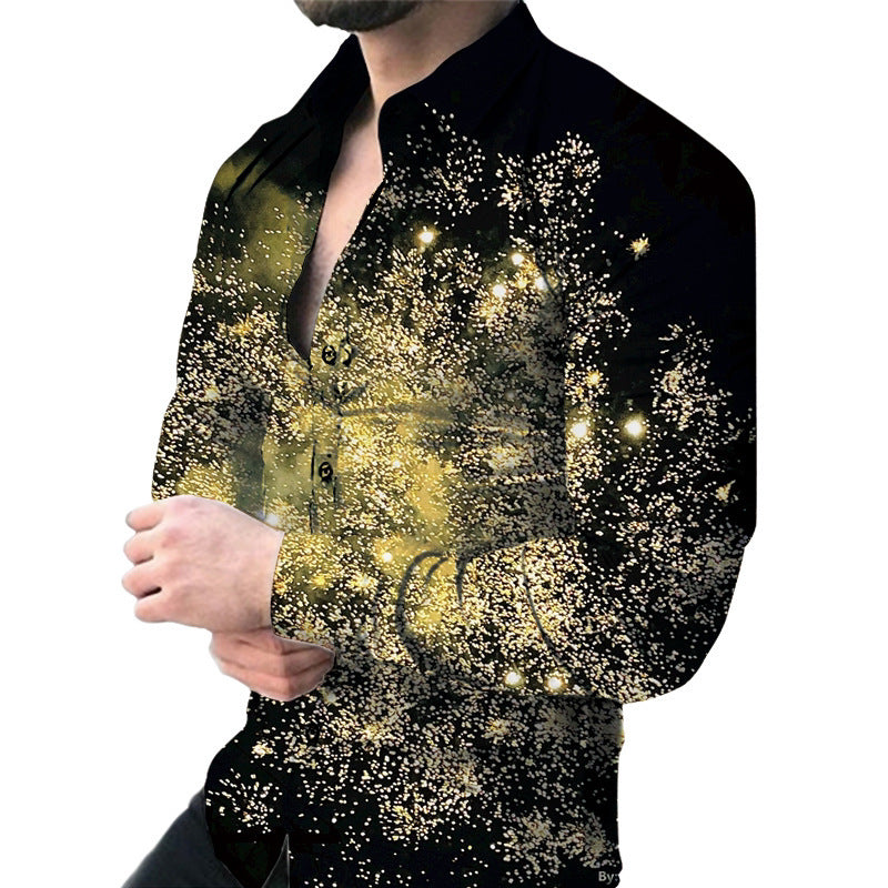 Geometric Print Men's Long Sleeve Shirt