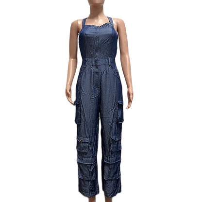 Women's Fashion Personality Denim Jumpsuit