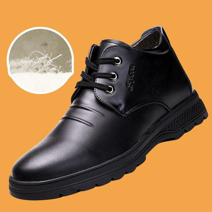 Plush Men's High-top Leather Shoes