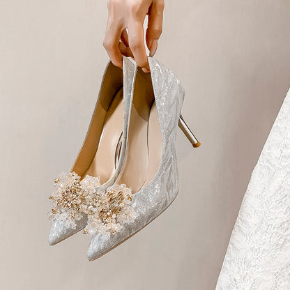 Banquet Sequins Fashion Shoes Pointed Xiuhe Wedding