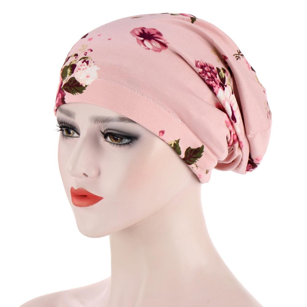 Flower Edging Cap, Satin Lining, Night Cap, Hood, Turban, Night Cap, Satin Floral Print, Hair Loss