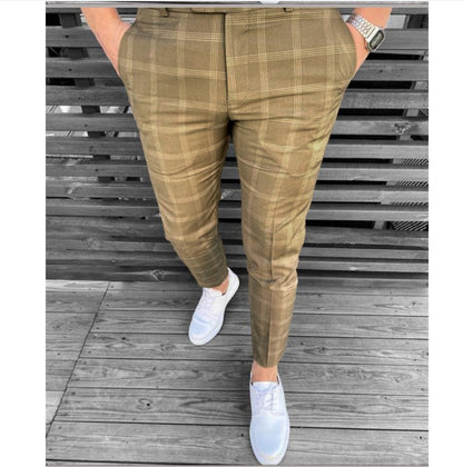 Men's Plaid Striped Business Casual Pants