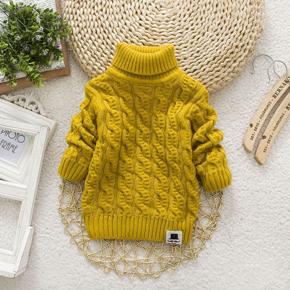 Plush Thick Knitted Fir Bottoming Shirt Baby Children Round Neck High