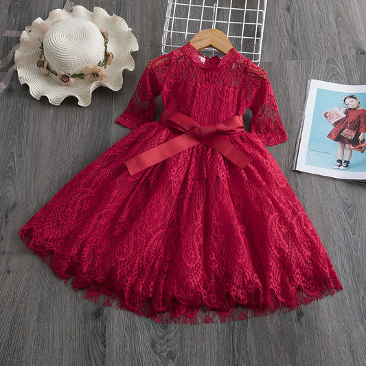 Girls Lace Dress Spring And Autumn - Glamour Gale