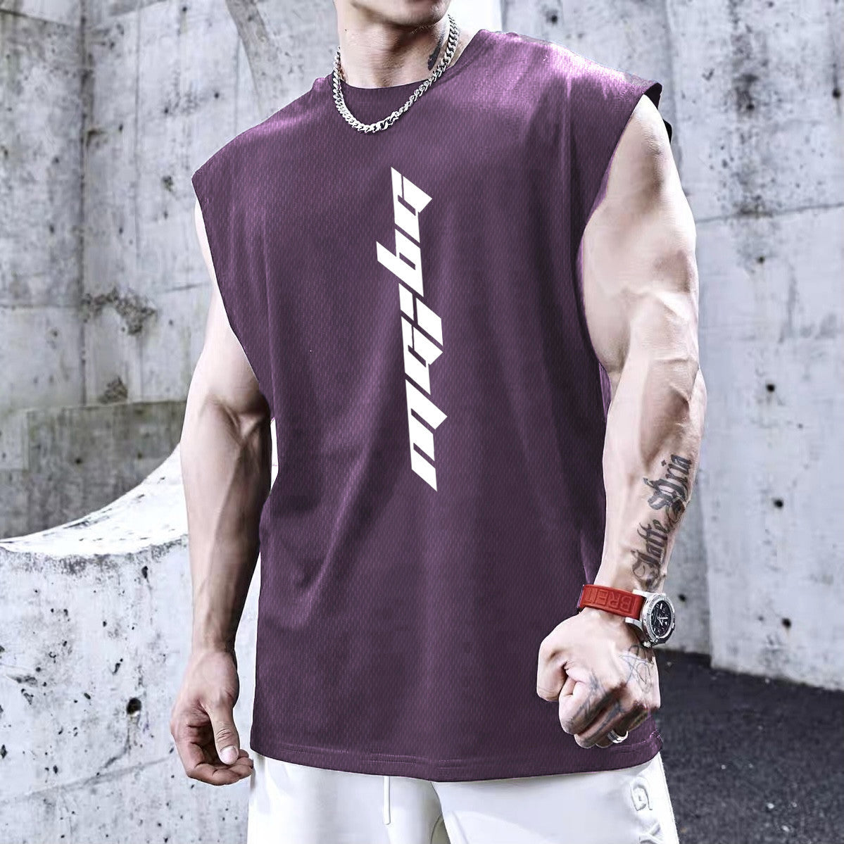 Men's Trendy Brand Sleeveless Shirt Waistcoat Fitness Quick-drying Vest