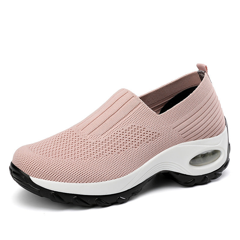 Mesh Sports Shoes Breathable Slip On Air Cushion Sneakers Casual Thick Bottom Heightened Shoes