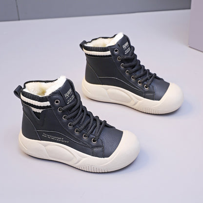 Women's Autumn And Winter Fleece-lined High-top Casual Shoes