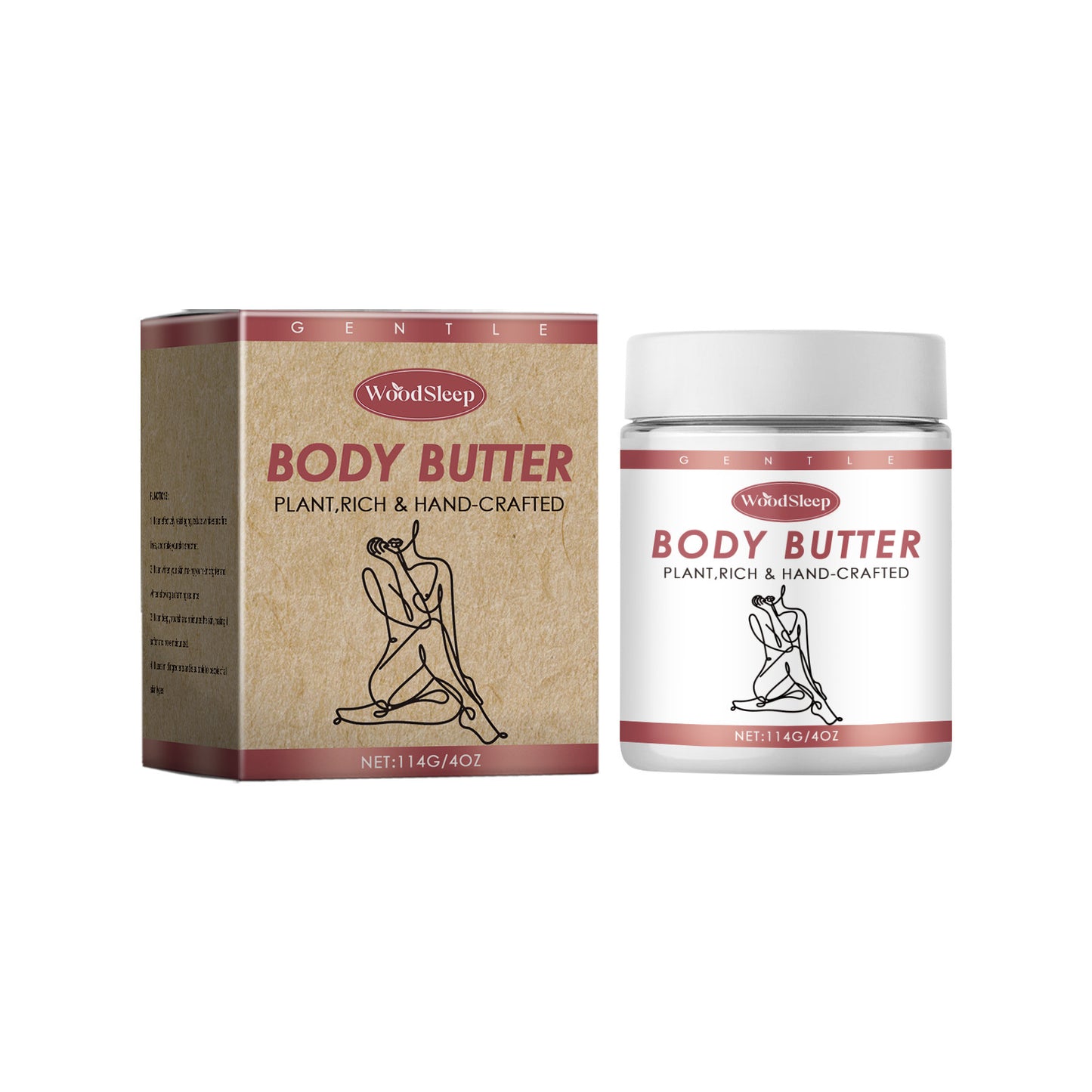 WOOD SLEEP - Body Butter,  Moisturizing Body Lotion To Dry Skin 4oz