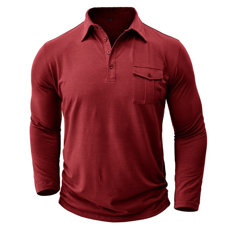 Men's Polyester Consul Solid Color Long Sleeve Bottoming Shirt