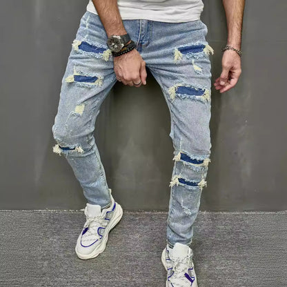 High Quality Men's Worn Skinny Stretch Jeans