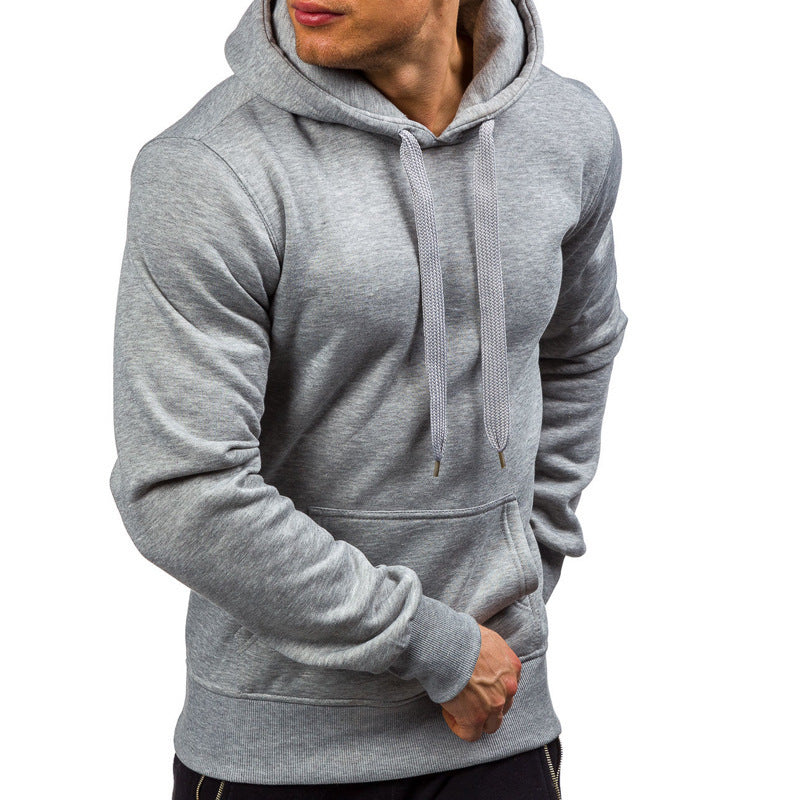 Men's Solid Color Pullover Hooded Sweater Casual Sports Slim Fit