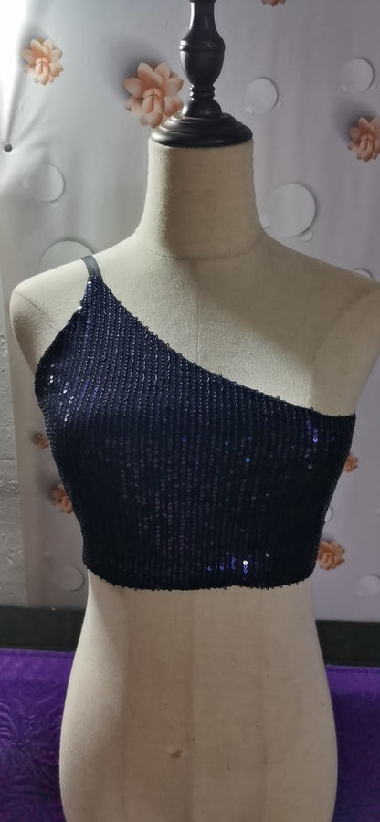 Camisole One-Shoulder Tube  Sequin Mini Tank Top