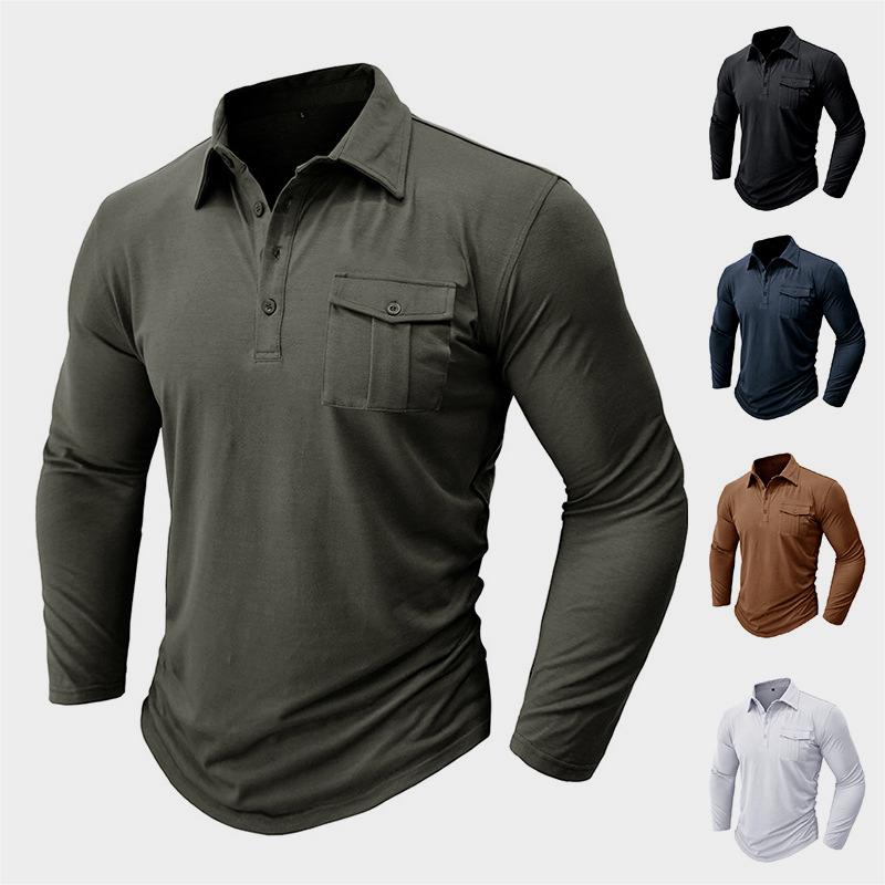 Men's Polyester Consul Solid Color Long Sleeve Bottoming Shirt