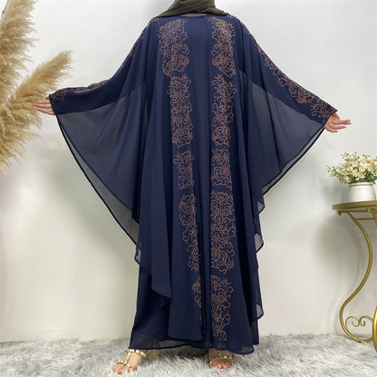 Chiffon Hot Drill Bat Sleeve Muslim Robe - Glamour Gale