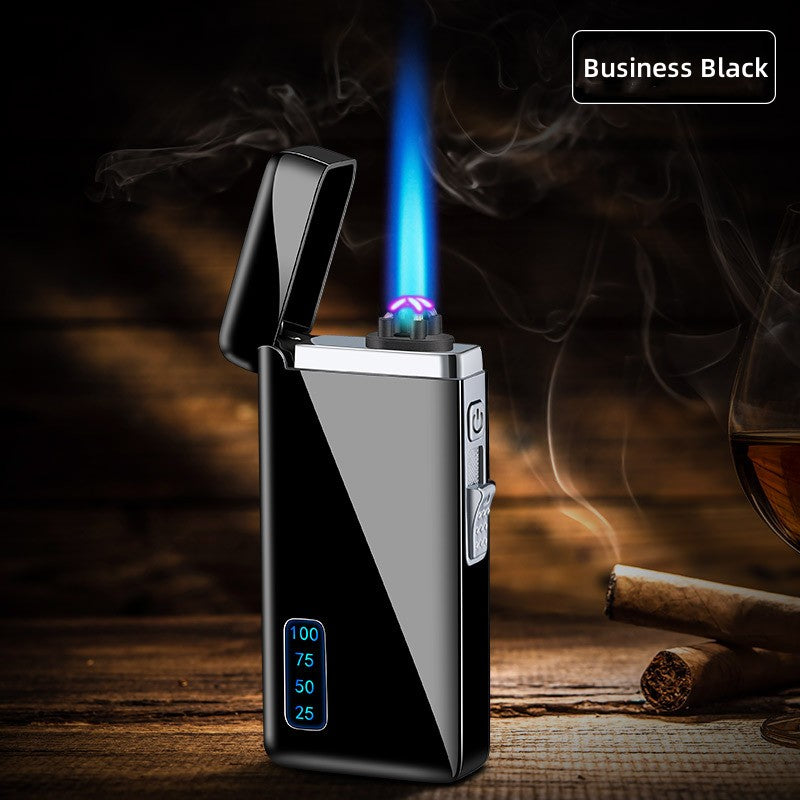 Gas Electric Double Fire Metal Lighter Windproof Direct Flame Double Electric Lighter Customized