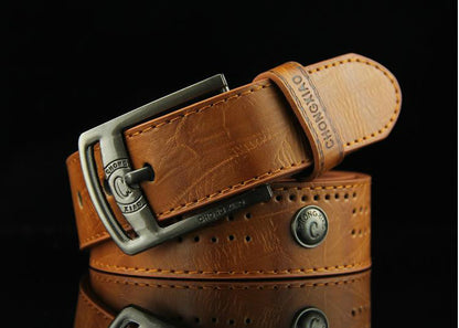 Men's Denim Casual Hollow Rivet Wide Belt