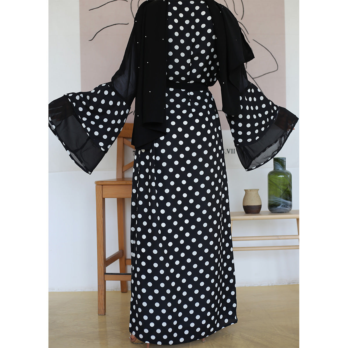 Fashionable Polka Dot Pattern Cardigan Robe - Glamour Gale