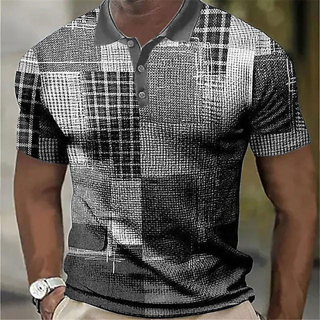 Men's Polo Golf Shirt Outdoor Casual 3D Color Matching Geometric Print - Glamour Gale